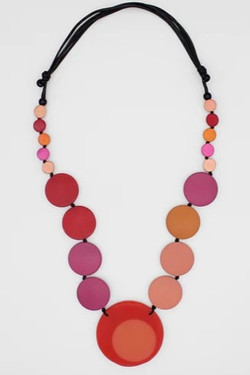 Front of the Pink Hana Adjustable Necklace from Sylca Designs