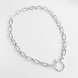 Front of the Silver Octagon Chain Necklace from OMG Blings