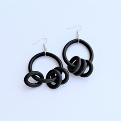 Front of the Neoprene Triple Rings Earrings from Laurent Scott