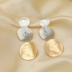 Front of the Contempo Gold & Silver Coin Earrings from Laurent Scott