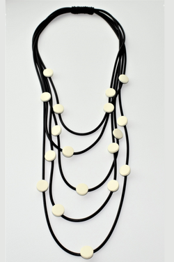 Front of the Neoprene Five Strand White Necklace from Laurent Scott