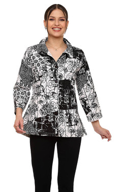 Front of the Hope Printed Button Up Jacket from Parsley & Sage in the multi print