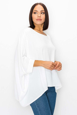 Front of the Flowy Dolman Sleeve Topper from Last Tango in the color off white