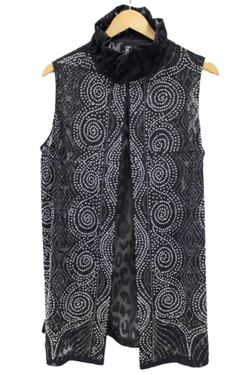 Front of the Sky of Crystals Vest from Berek in the color black