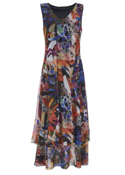 Front of the Layered Mesh Multicolor Print Dress from Kozan