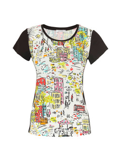Front of the 'Love in the City' Print Tee from Dolcezza in the multicolor print