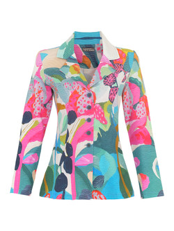 Front of the 'Rumba' Art Print Blazer from Dolcezza in the multicolor print