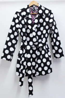 Front of the Polka-Dot Trench Coat from Berek in the color black