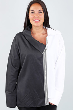 Front of the Black White Zip-Up Top from Michael Tyler