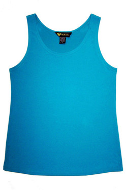 Front of the Lycra Scoop Neck Tank from Valentina in the color turquoise