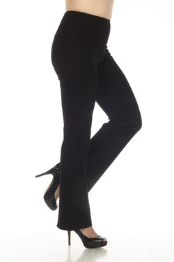 Side of the Pull-On Flare Pants from AZI in the color black