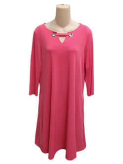 Front of the Grommet Detail Dress from Soft Works in the color Hibiscus pink
