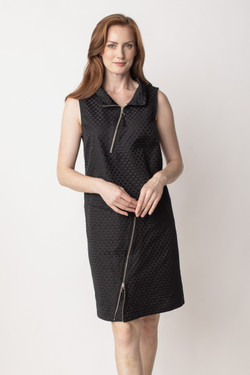 Front of the Asymmetric Zip Tank Dress from Liv by Habitat style 103572 in the color black