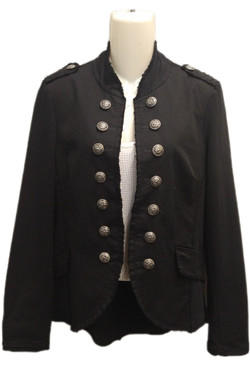 Front of the Open Front Military Jacket from Cento Uno style VA-516184 in the color black