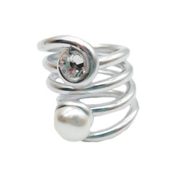 Silver Spiral Pearl Ring SKU 26397 from Jeff Lieb