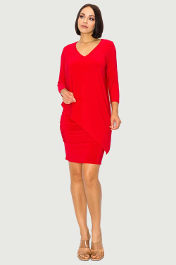 Front of the 3/4 Sleeve Versatile Tunic Dress from Last Tango style MS391 in the color red