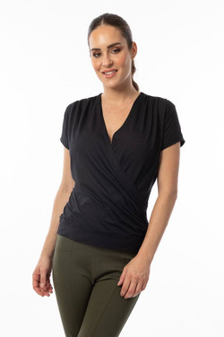 Front of the Basic Crossover Top from Bali style 8367 in the color black