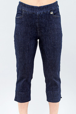 Front of the Pull-On Denim Capris from Michael Tyler style 4042 in the color blue