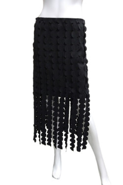 Front of the Circle fringe Carwash Skirt style M9214 from Oo La La in the color black