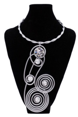 Silver Spiral Twist Wire Necklace SKU 27378 from Jeff Lieb