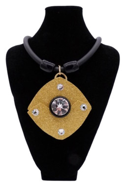 Golden Glitter Pendant Rubber Necklace SKU 27456 from Jeff Lieb