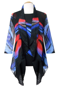 Front of the Blue Flame Chiffon Vest Set style PH-VEST-31671 from Valentina in the multicolor print