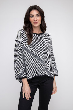 Front of the Striped Fringe Sweater style 430771 from Liv in the multicolor print