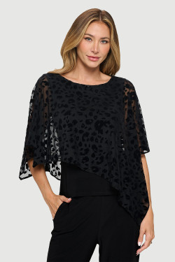 Front of the Burnout Asymmetrical Overlay Top style MS1832-219 from Last Tango in the color black