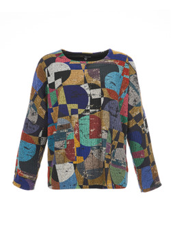 Front image of the Kozan Sam Sweater in the Mod print