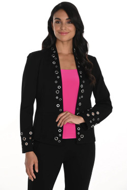 Front of the Grommet Jacket style 256776 from Frank Lyman in the color black