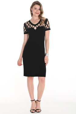 Front of the Cut-Out Bling Dress style 256790 from Frank Lyman in the color black
