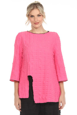 Front of the Pucker Tie-Front Tunic style 4008 from Moonlight in the color fuchsia