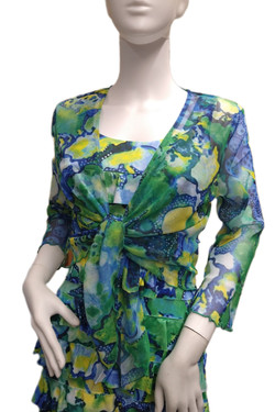Front of the Green Multi Mesh Bolero style T4020-5724 from Tango Mango in the multicolor print