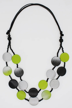 Lime and Black Double Strand Collins Necklace SKU 23365 from Sylca Designs