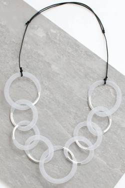 White and Silver Mesh Statement Necklace SKU 23123 from Sylca Designs