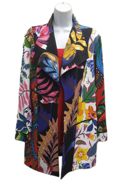 Front of the Foliage Print Barcelona Jacket style J12901-2 from Eva Varro in the Megan Co print
