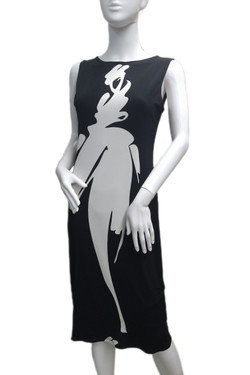 Front of the Phoebe Bateau Dress style D7514NGL from Eva Varro in the Phoebe print