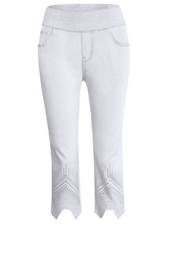 Front of the Pizzazz Bling Capris style P414WHT from Ethyl in the color white
