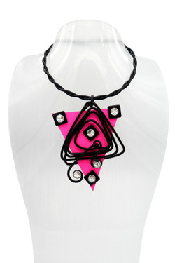 Hot Pink Triangle Twist Wire Necklace SKU 28547 from Jeff Lieb