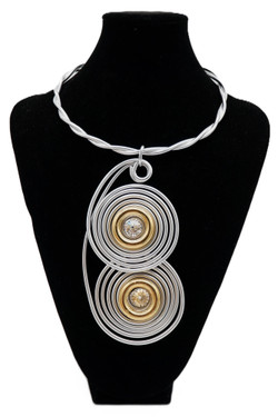 Gold and Silver Twist Wire Pendant Necklace SKU 28546 from Jeff Lieb