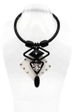 Black and White Geometric Rubber Necklace SKU 28589 from Jeff Lieb