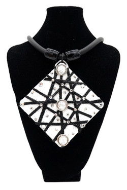 Criss-Cross Square Rubber Necklace SKU 28623 from Jeff Lieb