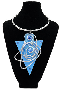 Neon Blue Twist Wire Necklace SKU 28572 from Jeff Lieb