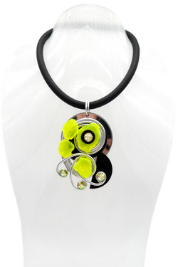 Neon Yellow Rocks Rubber Necklace SKU 28570 from Jeff Lieb