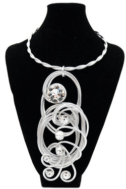 Silver Twist Wire Statement Necklace SKU 28574 from Jeff Lieb