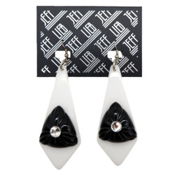 White and Black Diamond Shape Pendant Earrings SKU 28586 from Jeff Lieb