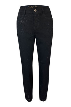 Front of the Black Waterfall Bling Denim Jeans style Z55BLK from Ethyl in the color black