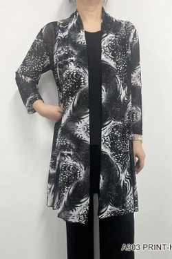 Front of the Black and White Mesh Cardigan style A303-H2 from Creation