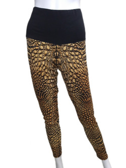 Front of the High-Waisted Reversible Yoga Pant from Eva Varro on the crocodile print side