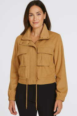 Front of the Silky Suede Jacket style BCJ1833A from Insight in the color amber